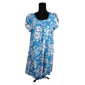 Hawaiian Dress  Royal Creations Hawaii Vintage Blue hibiscus Size L